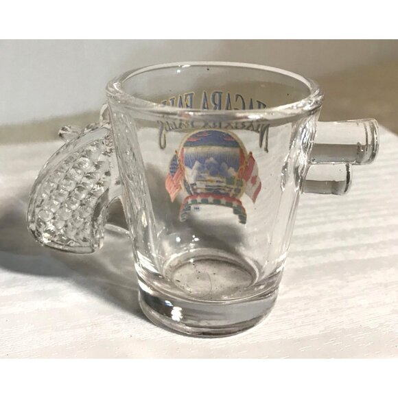Niagara Falls Souvenir Shot Glass With Pistol Handle Canada and USA Flags - Picture 3 of 6